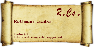 Rothman Csaba névjegykártya